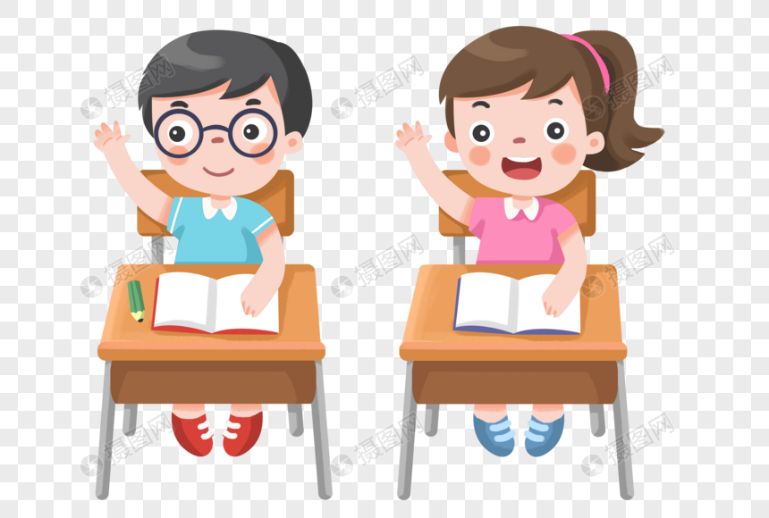 手绘上课举手回答问题的学生元素素材下载 正版素材401538523 摄图网