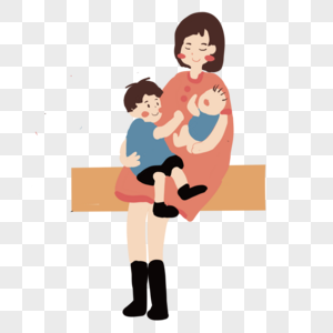 二胎妈妈世界母乳喂养周母婴互动卡通可爱人物图片