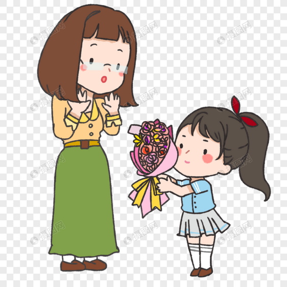 小学生给老师献花图片