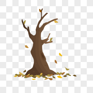秋天落叶卡通角落树木高清图片