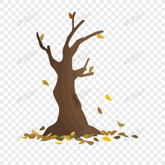 秋天落叶卡通角落树木图片