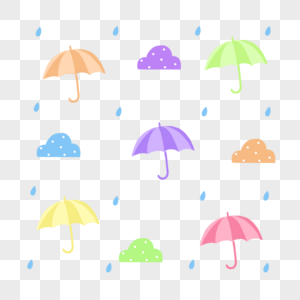 彩色雨伞云朵底纹高清图片