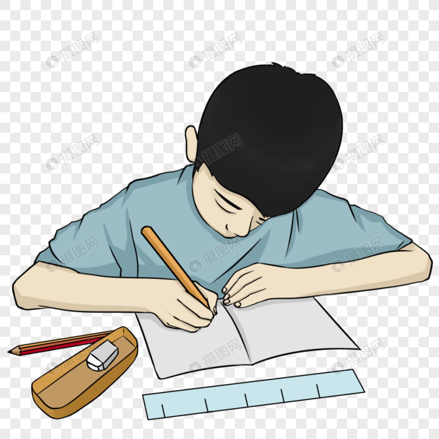 学生写暑假作业元素素材下载-正版素材401540595-摄图网