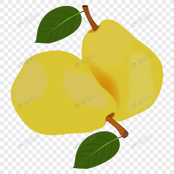 卡通手绘秋季水果黄色鸭梨图片