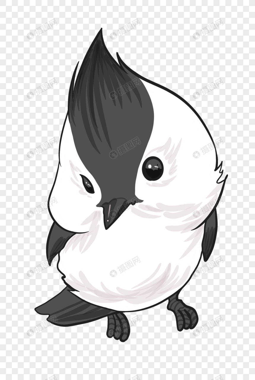 黑白小胖鸟元素素材下载 正版素材 摄图网