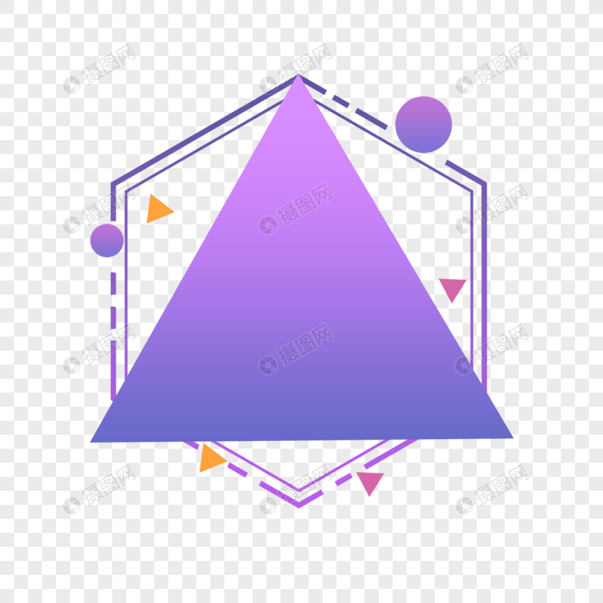 六边形三角形几何线条渐变边框图片