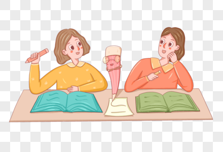 卡通学生写作业图片-卡通学生写作业素材图片大全-摄图网