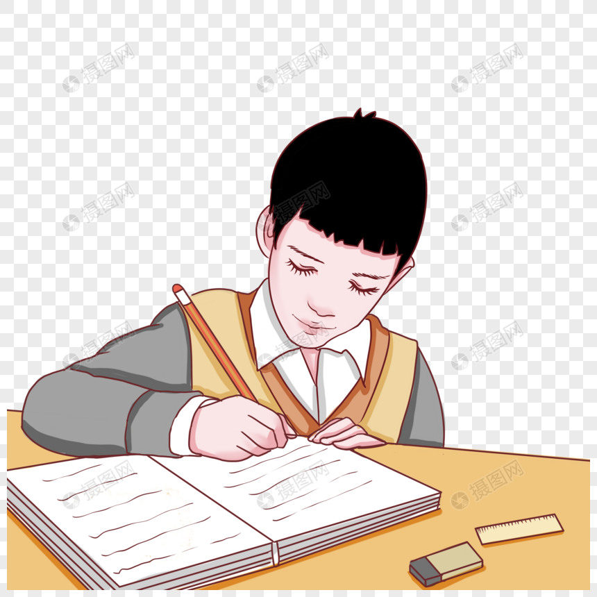 学生做作业元素素材下载-正版素材401542519-摄图网