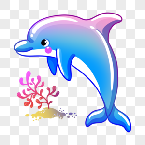 卡通海豚海底元素图图片