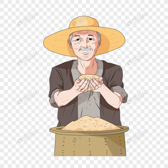 手捧大米的农民图片