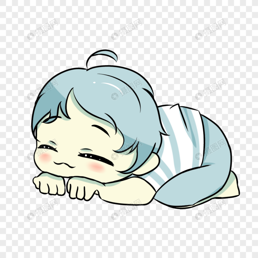 趴着睡觉的男孩