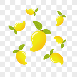 黄色可爱芒果漂浮装饰素材图片