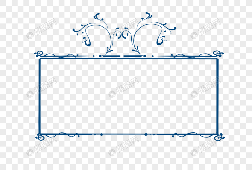欧式古典蓝色边框花纹装饰图案图片