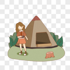 暑假野营的女孩图片