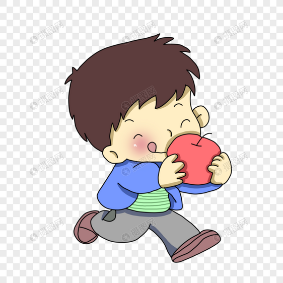 小男孩吃苹果图片