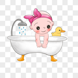 洗澡的婴儿图片
