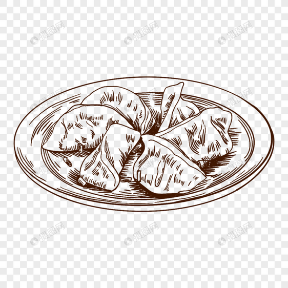 饺子线描饺子饺子插图饺子插画食物美味图片