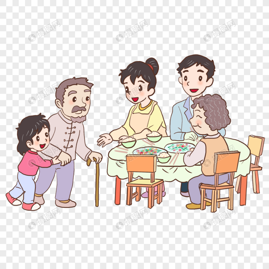 一家人吃饭图片