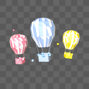 创意立体三个热气球图片