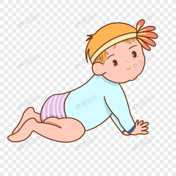 卡通黄色短发婴儿地上玩耍图片