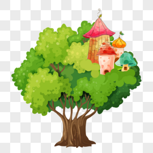 卡通城堡在树上图片