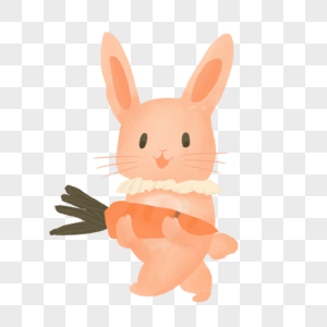 抱着胡萝卜的可爱兔子高清图片