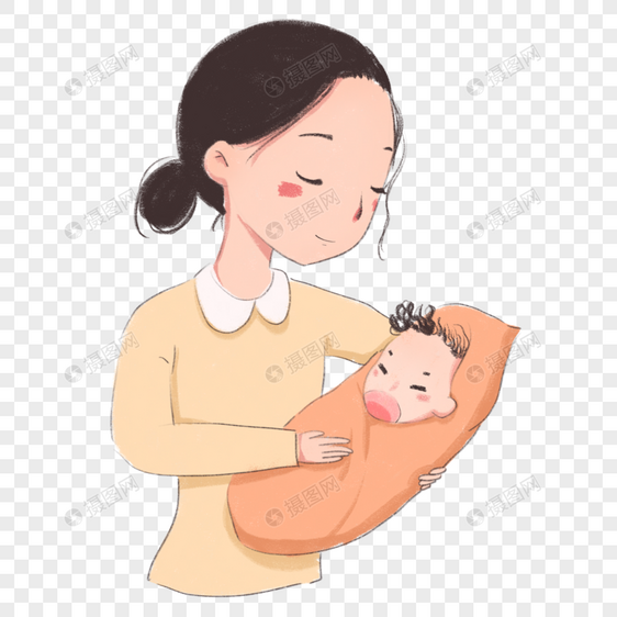 卡通漂亮妈妈抱着婴儿图片