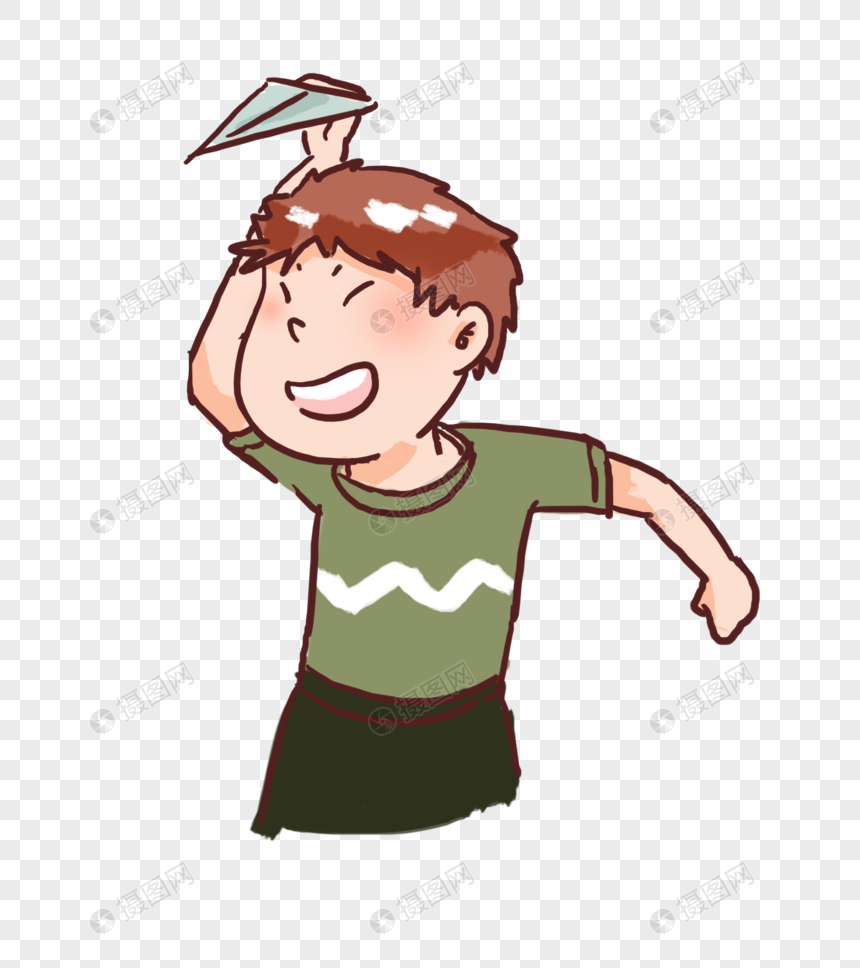 玩纸飞机的男生