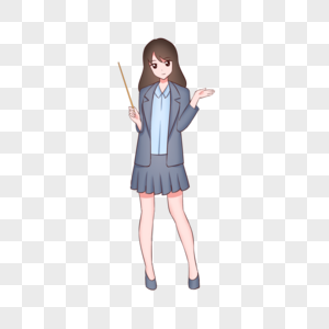 扎马尾辫的女老师元素