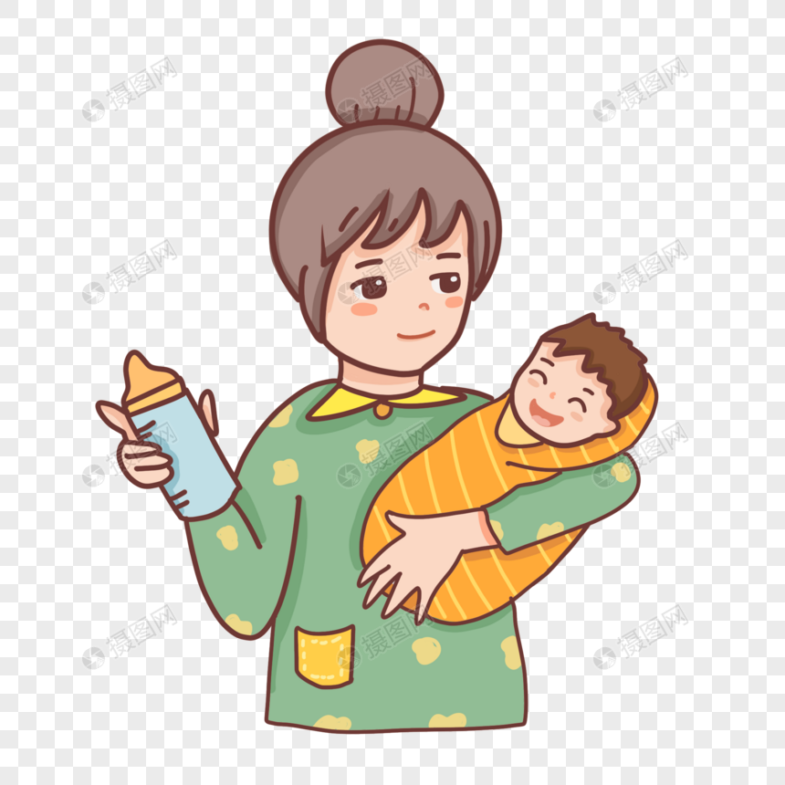 卡通秋日里的妈妈抱着孩子图片