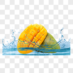 夏日水中的芒果图片