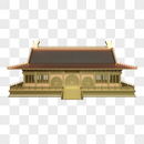 建筑中式古代大殿阁楼3D建模立体蓝色金属历史祠堂图片