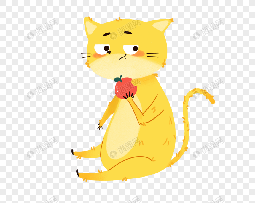 动物可爱橘猫吃苹果元素素材下载 正版素材401549590 摄图网