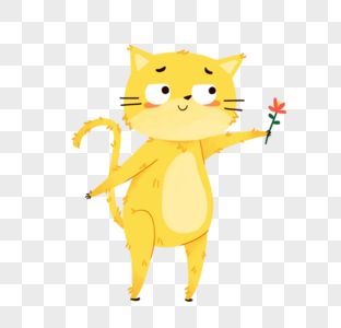 动物可爱橘猫送花图片