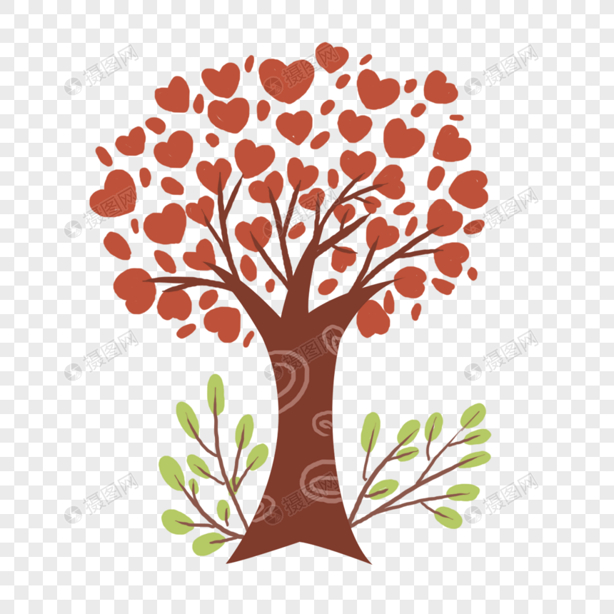 可爱卡通爱心树木