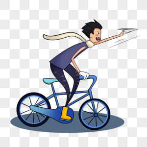 骑着自行车扔纸飞机的卡通人物图片