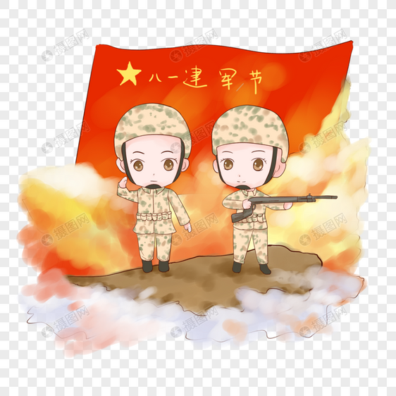 红旗下的士兵图片