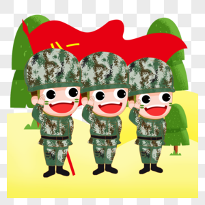 红旗下敬礼的军人高清图片