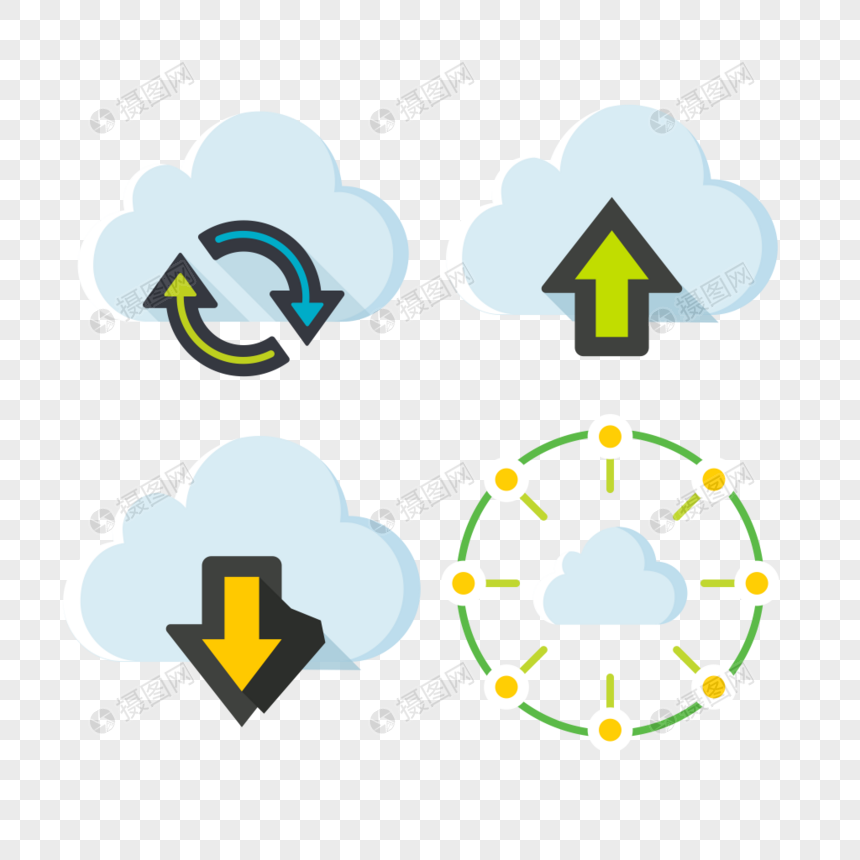 天气白云图标免抠矢量插画素材图片