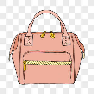 粉色手提包手绘手提包贝壳包高清图片
