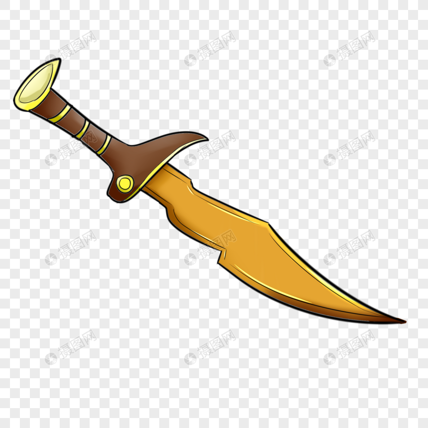 手绘卡通小清新手游武器矢量刀黄色元素素材下载 正版素材 摄图网