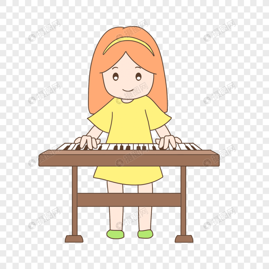 手绘卡通暑期招生电子琴课