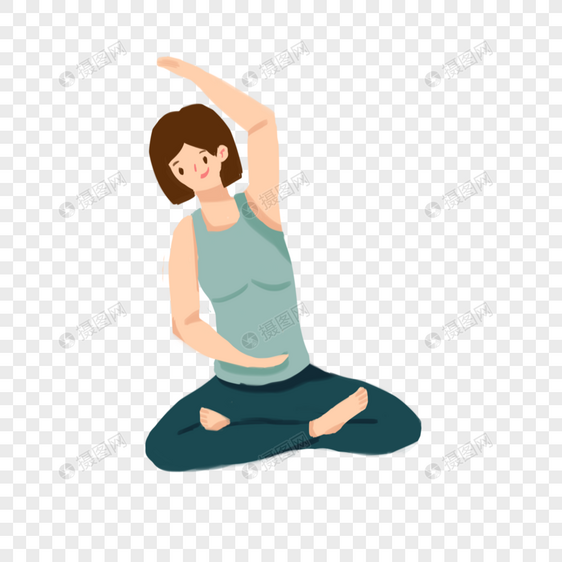 手绘卡通小清新健身运动瑜伽图片