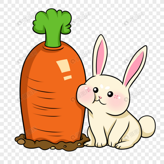 胖脸蹭胡萝卜的小白兔图片
