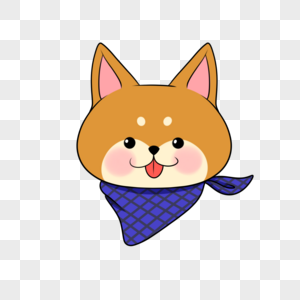 蓝色格子三角巾的秋田犬图片