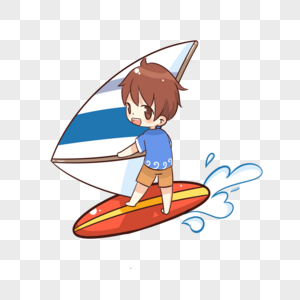 手绘原创冲浪少年图片素材