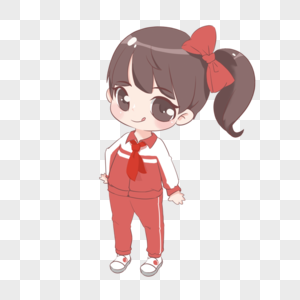 雲彩素材手绘q版女学生素材