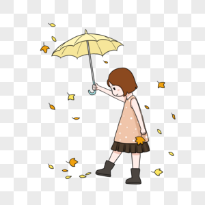 秋天的小女孩小女孩捡落叶素材