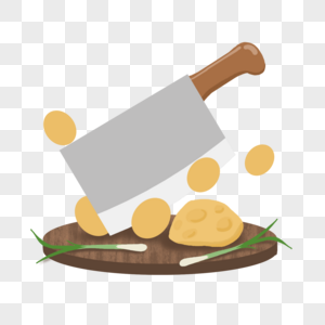 菜卡通厨房菜刀切土豆素材