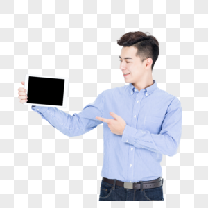 商务男士手拿平板电脑图片